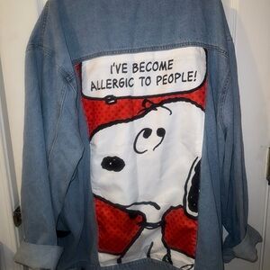 Fashion Nova Blue Jean Jacket with Snoopy Graphic